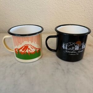 2 Ozark Trail Enamel Camping Mug Mountain‎ Print Hiking Outdoor Cup 17 Oz Coffee